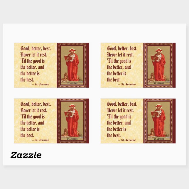 Sticker Rectangulaire Saint Jérôme, cardinal avec Lion (P 004) (Feuille)