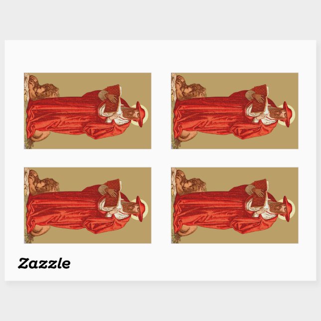 Sticker Rectangulaire Saint Jérôme, cardinal avec Lion (P 004) (Feuille)