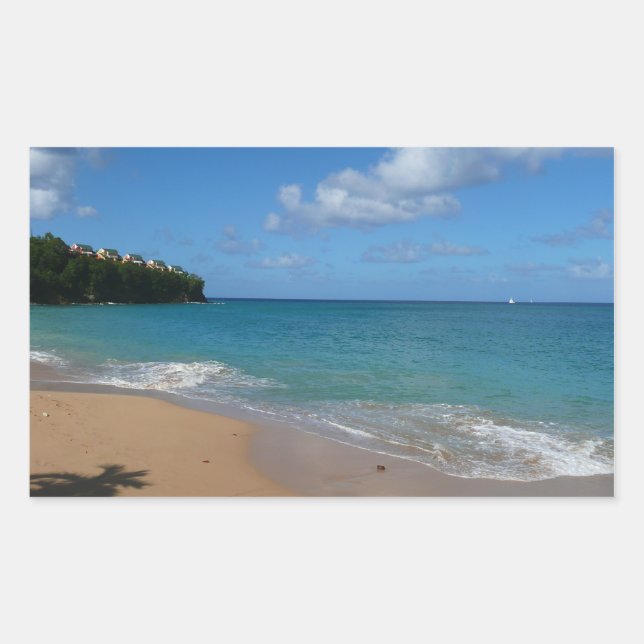 Sticker Rectangulaire Saint Lucia Beach Paysage tropical (Devant)