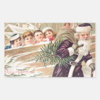 Saint Nicolas avec arbre et enfants Vintage
