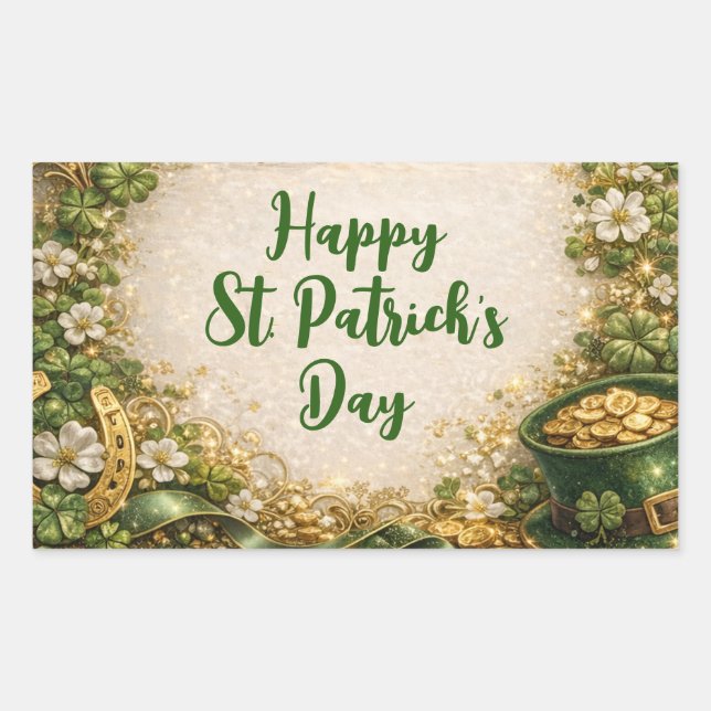 Sticker Rectangulaire Saint-Patrick férié fantaisiste  (Devant)