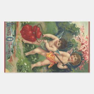 Sticker Rectangulaire Saint-Valentin victorien vintage, Offrande d'amour