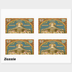 Sticker Rectangulaire Sainte Claire d'Assise et des manuscrits de Vows (