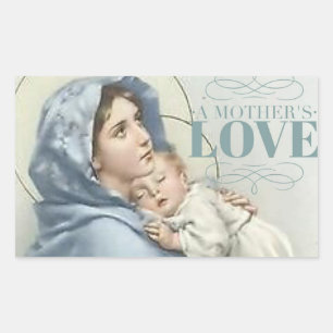 Sticker Rectangulaire Sainte Vierge Marie avec Bébé Jésus