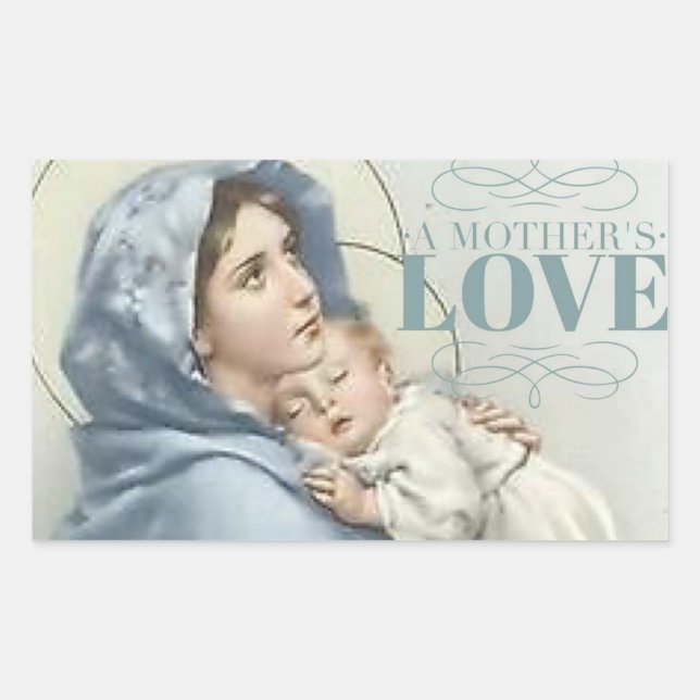 Sticker Rectangulaire Sainte Vierge Marie avec Bébé Jésus (Devant)