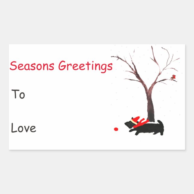 Sticker Rectangulaire Saison Scottie Dog Robin (Devant)