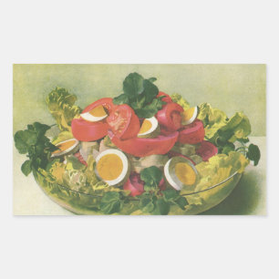 Sticker Rectangulaire Salade Mesclun verte biologique et nourriture vint