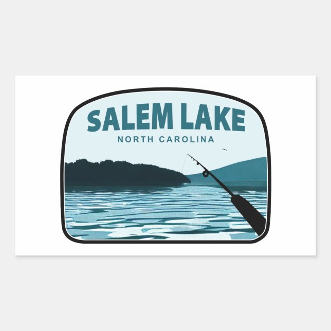 Sticker Rectangulaire Salem Lake North Carolina Fishing Rod (Devant)