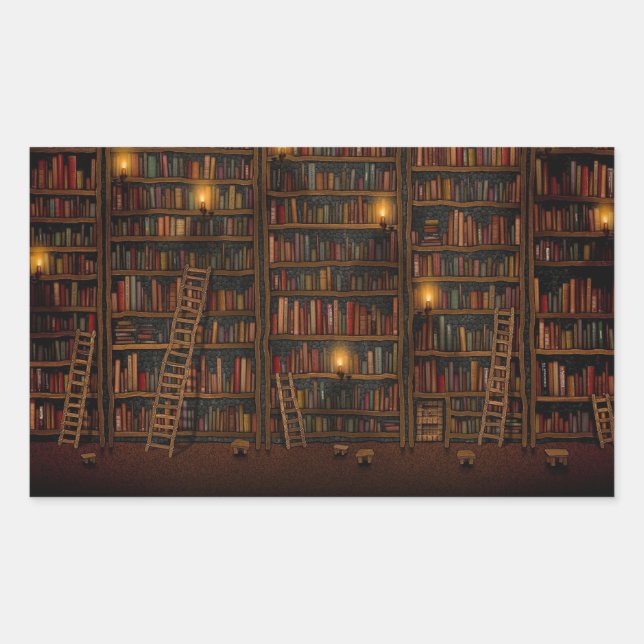 Sticker Rectangulaire Salle de lecture de l'ancienne bibliothèque (Devant)