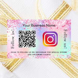 Sticker Rectangulaire Salon d'affaires rose vif code qr Instagram