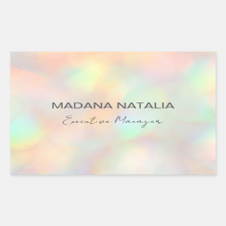 Sticker Rectangulaire Salon de beauté holographique moderne et élégant