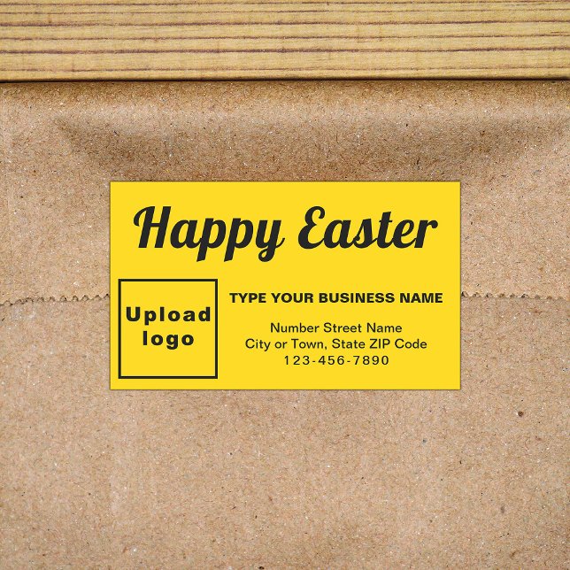 Sticker Rectangulaire Salutation de Pâques d'affaires sur Jaune (Business Easter greeting on yellow rectangle sticker)