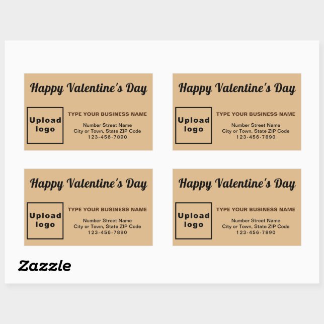 Sticker Rectangulaire Salutation de Saint-Valentin pour la lumière Brown (Feuille)