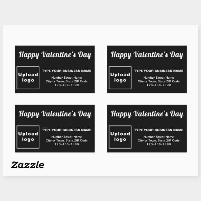 Sticker Rectangulaire Salutation Valentine affaires sur noir (Feuille)