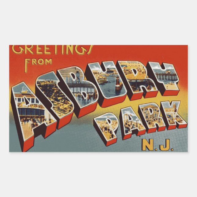 Sticker Rectangulaire Salutations d'Asbury Park (Devant)