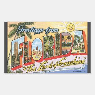 Sticker Rectangulaire Salutations De Floride "Le Pays Du Soleil", Vin