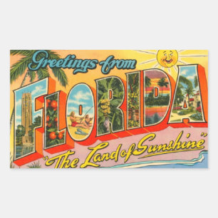 Sticker Rectangulaire Salutations de la carte postale Vintage Floride