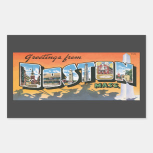 Sticker Rectangulaire Salutations de Massachusetts de Boston, cru