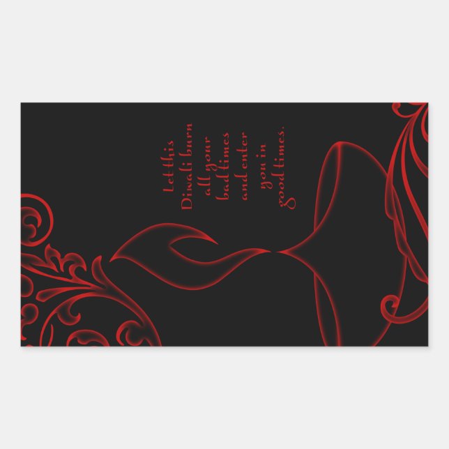 Sticker Rectangulaire salutations diwali (lumière élégante) (Devant)