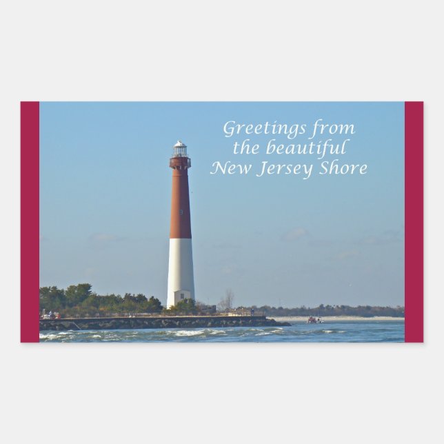 Sticker Rectangulaire Salutations du New Jersey - Barnegat Light (Devant)