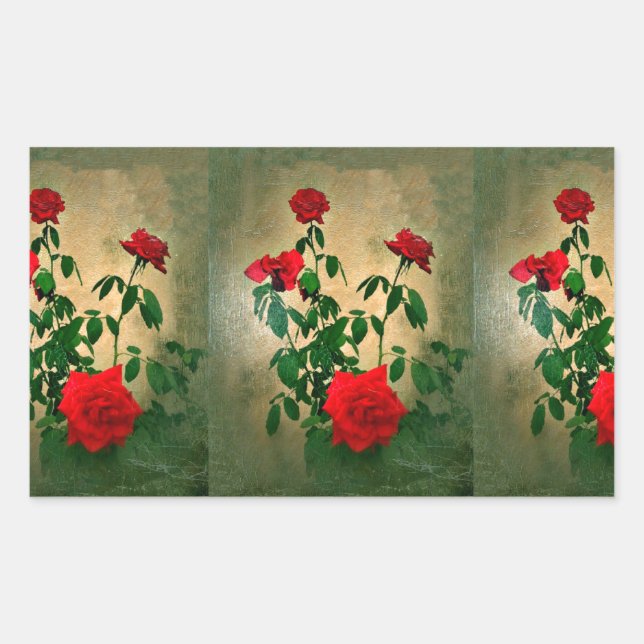 Sticker Rectangulaire Salutations, Roses d'Amour_ (Devant)