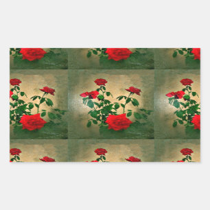 Sticker Rectangulaire Salutations, Roses d'Amour_