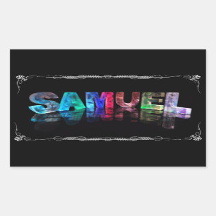 Sticker Rectangulaire Samuel - Samuel nommé dans 3D s'allume