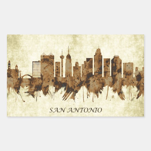 Sticker Rectangulaire San Antonio Texas City (Devant)