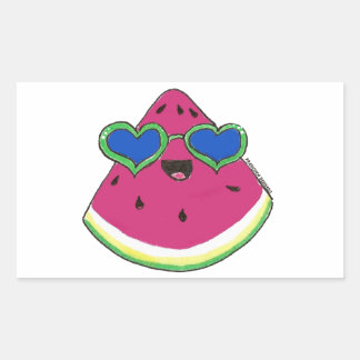 Sticker Rectangulaire Sandía con gafas de sol