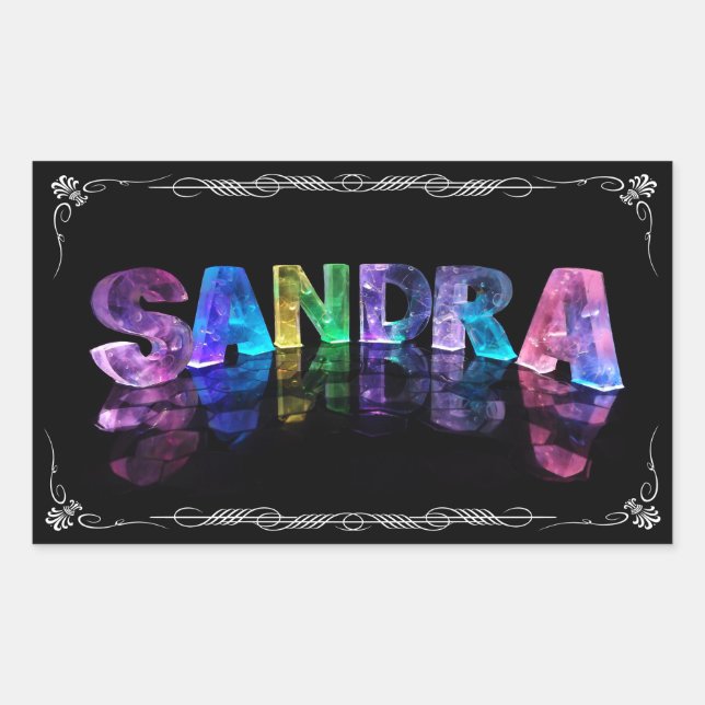 Sticker Rectangulaire Sandra - Le nom Sandra en lumières 3D (Photo (Devant)