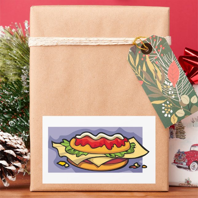 Sticker Rectangulaire Sandwich au fromage, laitue et sauce (Créateur téléchargé)