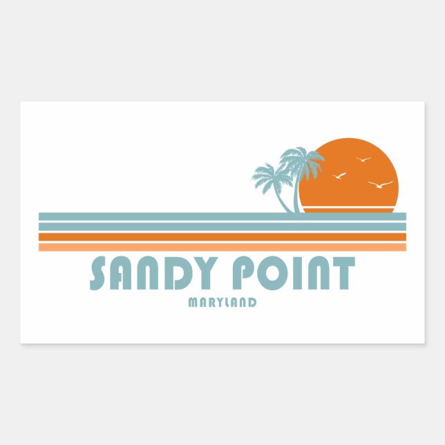 Sticker Rectangulaire Sandy Point State Park Maryland Sun Palm Trees (Devant)