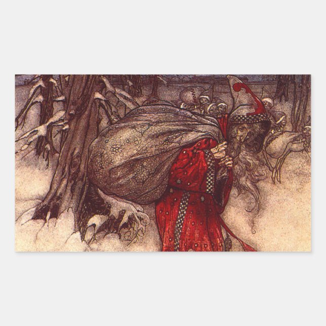 Sticker Rectangulaire Santa Claus Arthur Rackham (Devant)
