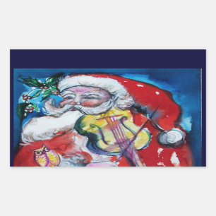 STICKER RECTANGULAIRE SANTA CLAUS AVEC VIOLIN