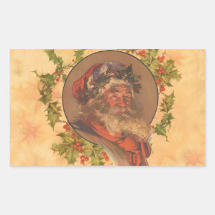 Sticker Rectangulaire Santa Claus Noël Portrait Vintage