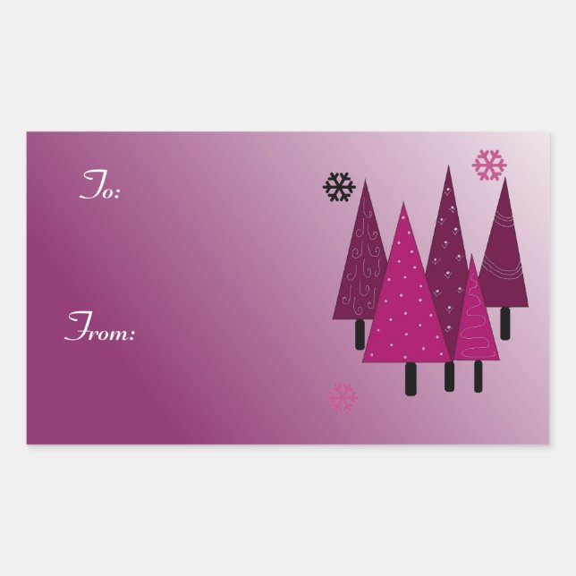 Sticker Rectangulaire Sapins de Noël Fantaisistes (Devant)