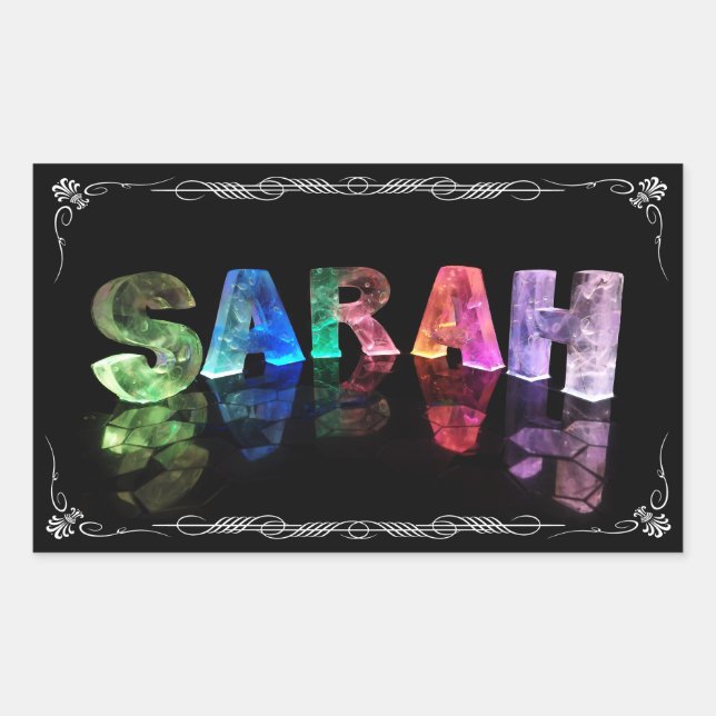 Sticker Rectangulaire Sarah - Le nom Sarah en lumières 3D (Photographie) (Devant)