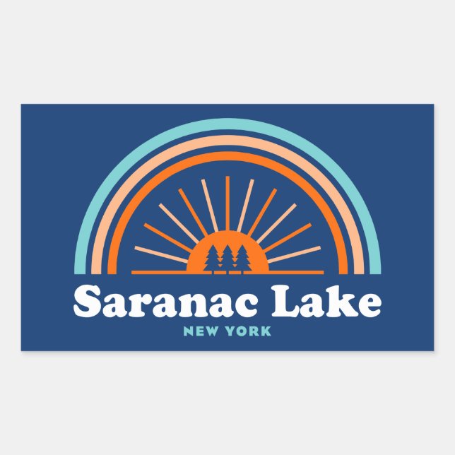 Sticker Rectangulaire Saranac Lake New York Rainbow (Devant)