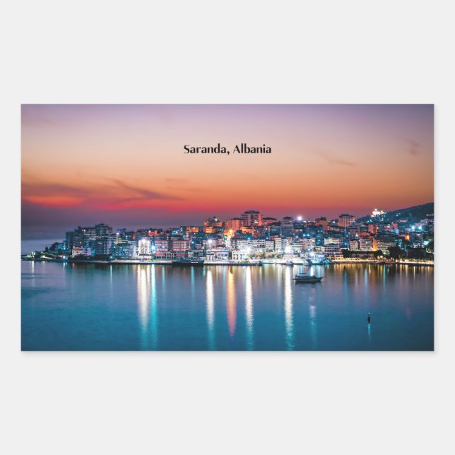 Sticker Rectangulaire Saranda, Albanie (Devant)