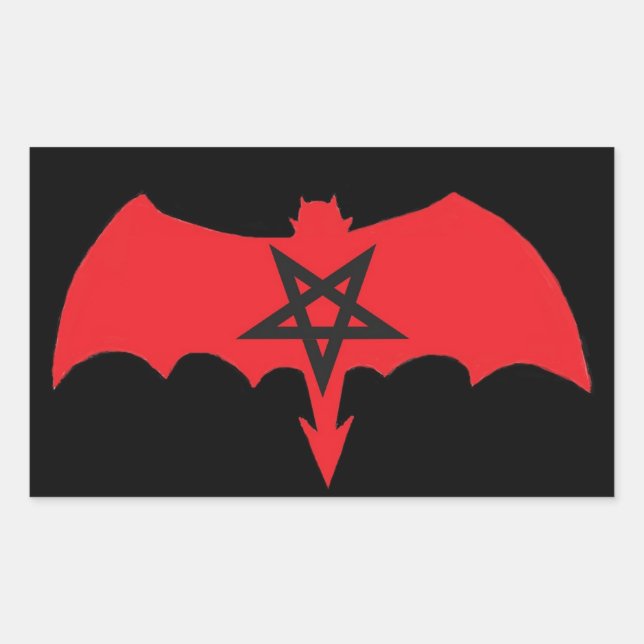 Sticker Rectangulaire SATAN Pentagram (Devant)