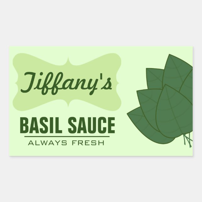 Sticker Rectangulaire Sauce de Basilic Biologique Naturelle (Devant)
