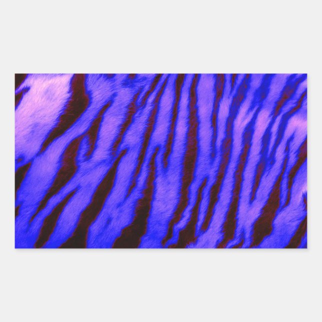 Sticker Rectangulaire Sauvage & Vibrant Tiger Bleu raypes (Devant)