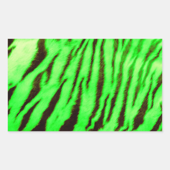 Sticker Rectangulaire Sauvage & Vibrant Tiger Vert Stripes (Devant)