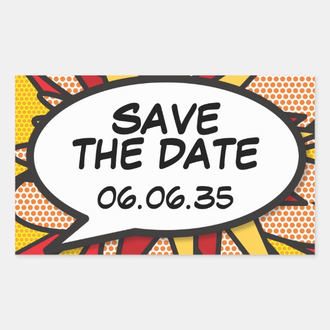 Sticker Rectangulaire SAUVER LA DATE Bulle de dialogue de la Pop Art de  (Devant)