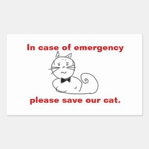 Sticker Rectangulaire Sauvez en cas d'urgence notre chat