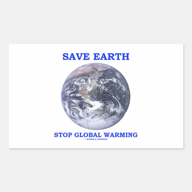 Sticker Rectangulaire Save Earth Stop Réchauffement climatique (Blue Mar (Devant)