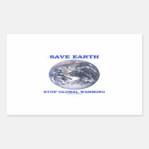 Sticker Rectangulaire Save Earth Stop Réchauffement climatique (Blue Mar