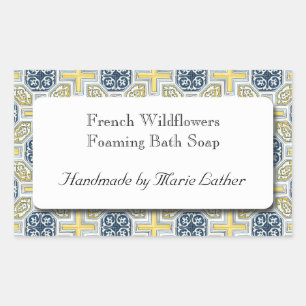 Sticker Rectangulaire Savon personnalisé ou motif de carreaux faux jaune