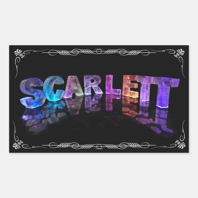 Sticker Rectangulaire Scarlett - le Scarlett nommé dans 3D s'allume (Devant)