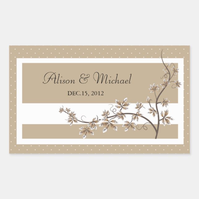 Sticker Rectangulaire Sceau Brown floral-Mariage (Devant)